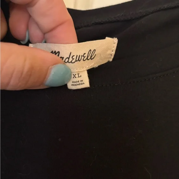 Madewell Black Top with Sheer Sleeves - Picture 2 of 2